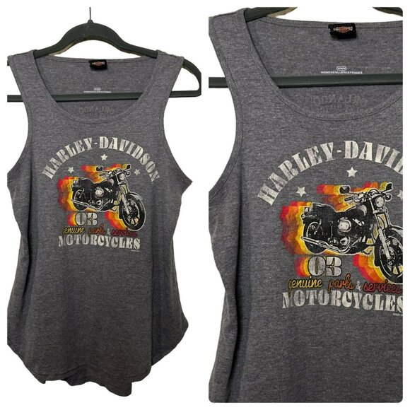 Harley Davidson Motorcycle Gray Ladies Racer Back Orlando Tank Top SZ Medium - Picture 1 of 7